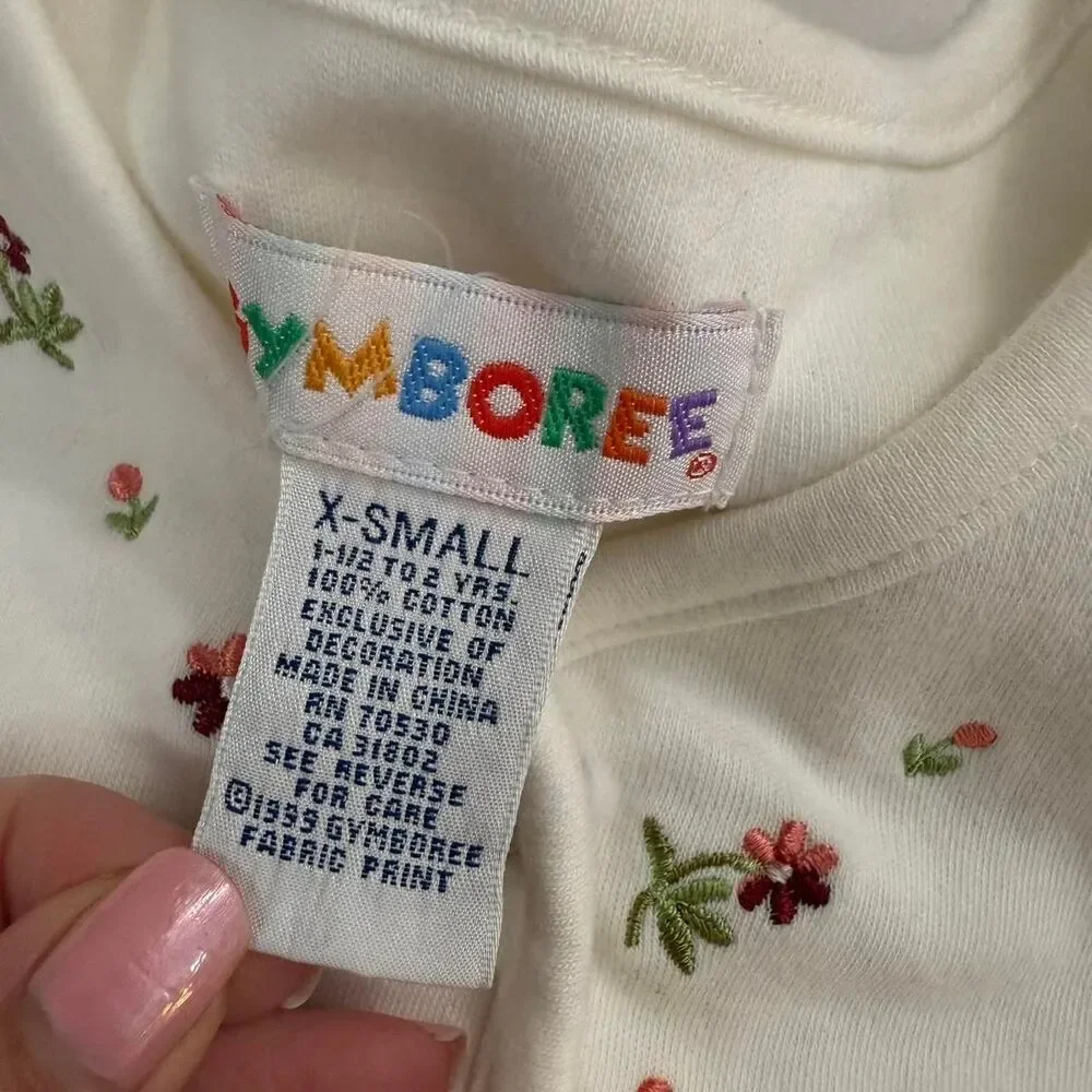 Vintage Gymboree 100% cotton Kids cream cardigan with floral embroidery